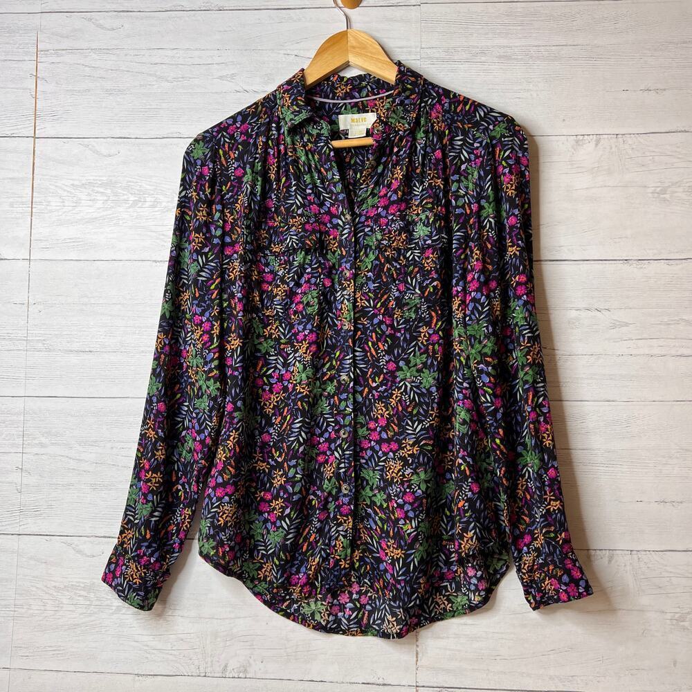 Anthropologie Maeve Shirt Womens Size 0 Amboseli Colorful Floral Button Down
